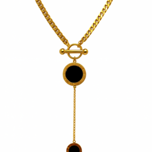 Colgante largo botón negro