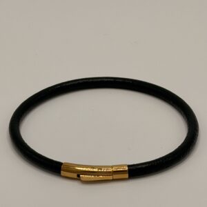 Pulsera de cuero negro unisex