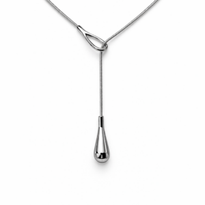 Colgante largo gota plateado